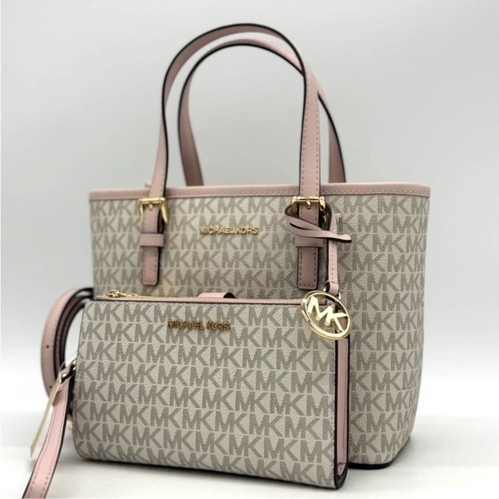 Michael Kors Jet Set Travel Extra-Small Top-Zip Tote Bag & Double Zip Wallet Set